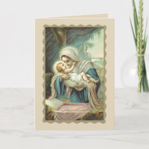 Cartes Pour Fêtes Annuelles Nativité Vierge Marie tenant bébé Jésus
