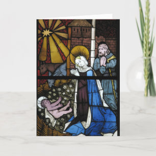 Cartes Pour Fêtes Annuelles Nativité Vitrail Jésus Vierge Marie Joseph