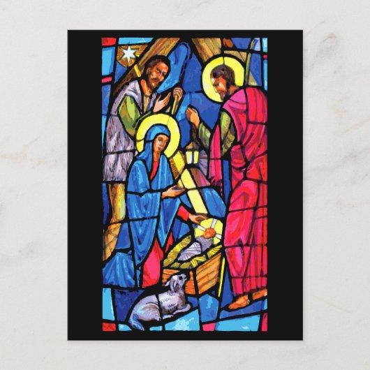 Cartes Pour Fêtes Annuelles Nativité Vitrail Noël (Devant)