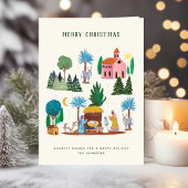 Cartes Pour Fêtes Annuelles Nativity Scene Ecru Hand drawn Merry Christmas