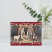 Cartes Pour Fêtes Annuelles Nativity Scene Red Christian Christmas (Debout devant)