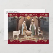 Cartes Pour Fêtes Annuelles Nativity Scene Red Christian Christmas (Devant / Derrière)