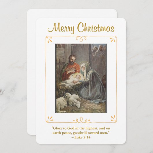 Cartes Pour Fêtes Annuelles Nativity Scene Religious Christmas (Devant / Derrière)