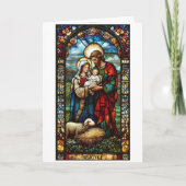 Cartes Pour Fêtes Annuelles Nativity Stained Glass Custom Text Christmas (Devant)
