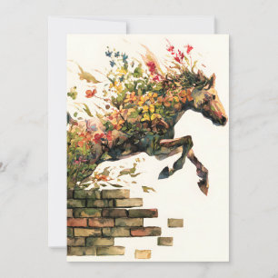 Cartes Pour Fêtes Annuelles Nature Botanique Cheval Floral Jumping