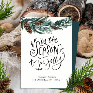 Cartes Pour Fêtes Annuelles Nature hivernale Aquarelle Pine Cône plat