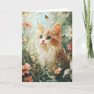 Cartes Pour Fêtes Annuelles Nature Whimsical Fleurs de Chat