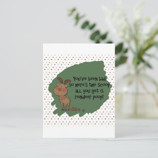 Cartes Pour Fêtes Annuelles Naughty Funny Christmas Reindeer Poop Card (Debout devant)