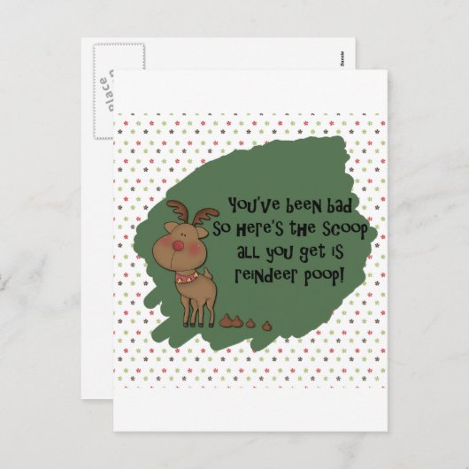 Cartes Pour Fêtes Annuelles Naughty Funny Christmas Reindeer Poop Card (Devant / Derrière)