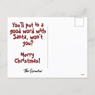 Cartes Pour Fêtes Annuelles Naughty List Gremlin