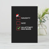 Cartes Pour Fêtes Annuelles Naughty Nice Attempt Made Funny Christmas List (Debout devant)
