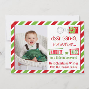 Cartes Pour Fêtes Annuelles Naughty Or Nice Christmas Postcard Card 5x7