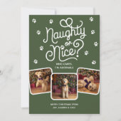 Cartes Pour Fêtes Annuelles Naughty or Nice Drôle Mignon Chien Chat 3 Photo (Devant)