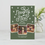 Cartes Pour Fêtes Annuelles Naughty or Nice Drôle Mignon Chien Chat 3 Photo (Debout devant)