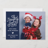 Cartes Pour Fêtes Annuelles Naughty or Nice Funny Jote Kids Sibling Photo (Devant)