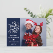 Cartes Pour Fêtes Annuelles Naughty or Nice Funny Jote Kids Sibling Photo (Debout devant)