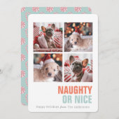 Cartes Pour Fêtes Annuelles Naughty or Nice Simple Pet 4 Photos Vacances (Devant / Derrière)