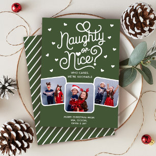 Cartes Pour Fêtes Annuelles Naughty ou Nice Funny Mignonne Famille de frères e