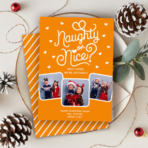 Cartes Pour Fêtes Annuelles Naughty ou Nice Funny Mignonne Famille de frères e