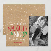 Cartes Pour Fêtes Annuelles Naughty ou Nice Kraft Noël (Devant / Derrière)