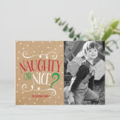 Cartes Pour Fêtes Annuelles Naughty ou Nice Kraft Noël (Debout devant)