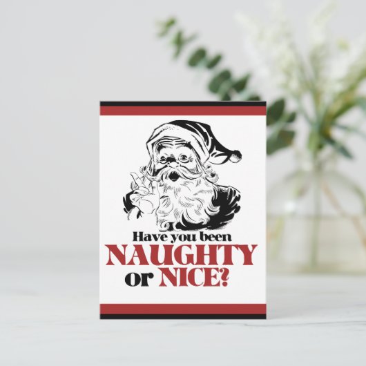 Cartes Pour Fêtes Annuelles Naughty ou Nice Père Noël (Debout devant)