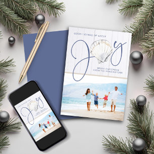 Cartes Pour Fêtes Annuelles Nautical Christmas Joie Seashell Holiday Photo