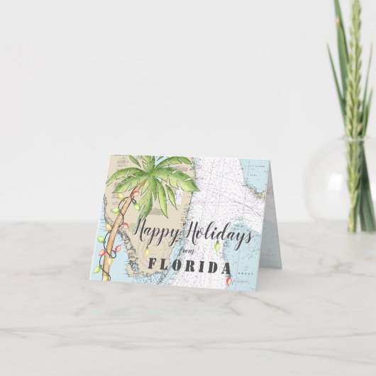 Cartes Pour Fêtes Annuelles Nautical Tropical Joyeuses Vacances de Floride (Devant)