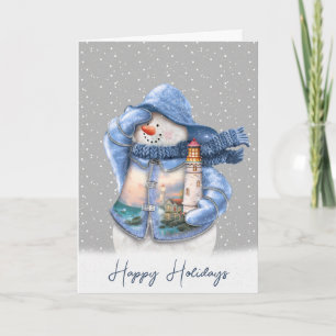 Cartes Pour Fêtes Annuelles Nautique marin de Snowman