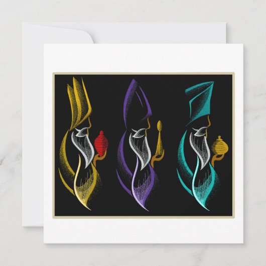 Cartes Pour Fêtes Annuelles Navidad Reyes Magos estilo bordado (Devant)