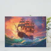 Cartes Pour Fêtes Annuelles Navire À Voile Sur Une Mer Tempérée (Debout devant)