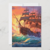 Cartes Pour Fêtes Annuelles Navire À Voile Sur Une Mer Tempérée (Devant)