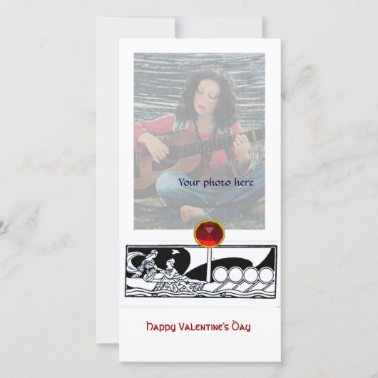 Cartes Pour Fêtes Annuelles NAVIRE ANTIQUE ET AMATEURS Rouge Ruby Gem Noir Bla (Devant)