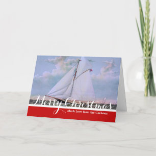 Cartes Pour Fêtes Annuelles Navire de voile antique sloop yacht voilier océan