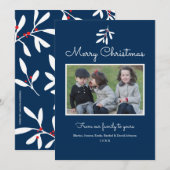 Cartes Pour Fêtes Annuelles Navy Blue Holly & Berries Joyeux Noël 2017 (Devant / Derrière)
