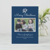 Cartes Pour Fêtes Annuelles Navy Blue Holly & Berries Joyeux Noël 2017 (Debout devant)