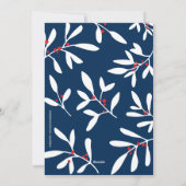 Cartes Pour Fêtes Annuelles Navy Blue Holly & Berries Joyeux Noël 2017 (Dos)