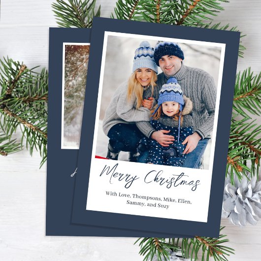 Cartes Pour Fêtes Annuelles Navy Blue Merry Christmas Simple Photo