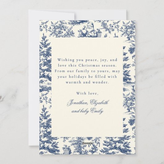Cartes Pour Fêtes Annuelles Navy Chinoiserie Toile De Jouy Photo Christmas (Dos)
