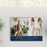 Cartes Pour Fêtes Annuelles NAVY Christmas Elegant 4 Collage Message photo<br><div class="desc">Partagez les moments forts de votre famille avec cette carte de Noël en revue qui présente un design simple, minimal et propre. Le devant comprend un collage moderne de quatre photos jumelé à l'accueil festif "Joyeux Noël" dans une élégante police serif sur une couleur bleu marine classique et chic, avec...</div>
