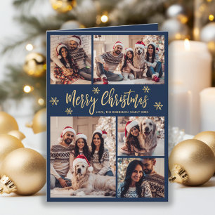 Cartes Pour Fêtes Annuelles Navy et flocon de neige doré 6 Collage photo Noël