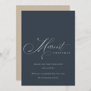 Cartes Pour Fêtes Annuelles Navy Grey Script Merriest Noël Grey