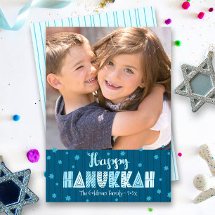 Cartes Pour Fêtes Annuelles Navy Hanukkah Joyeux Photo Fun Typographie Moderne