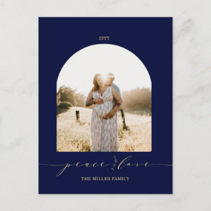 Cartes Pour Fêtes Annuelles Navy & Or Noël Paix et Amour Photo