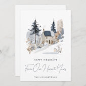 Cartes Pour Fêtes Annuelles Navy Snowy House From Our Home to Yours (Devant / Derrière)