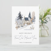 Cartes Pour Fêtes Annuelles Navy Snowy House From Our Home to Yours (Debout devant)