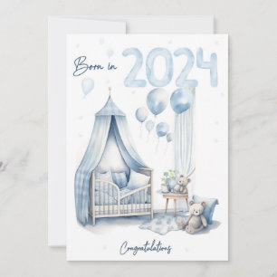 Cartes Pour Fêtes Annuelles Né en 2024 - Félicitations Nouveau Baby Boy Card