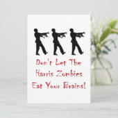 Cartes Pour Fêtes Annuelles Ne laissez pas les zombies Harris manger vos cerve (Debout devant)