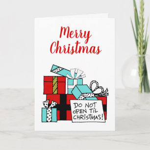 Cartes Pour Fêtes Annuelles Ne pas ouvrir jusqu'à Noël présente Noël