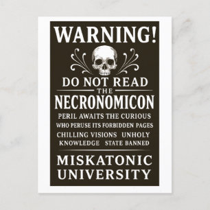 Cartes Pour Fêtes Annuelles Necronomicon - Précaution interdite par Miskatonic